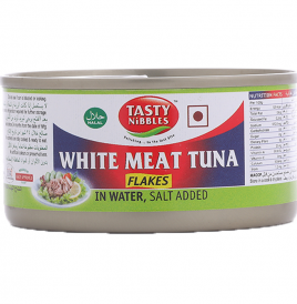 Tasty Nibbles White Meat Tuna Flakes In Water, Salt Added  Tin  185 grams